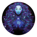 Dark Virgo Zodiac Sign Print Round Blanket