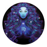 Dark Virgo Zodiac Sign Print Round Blanket