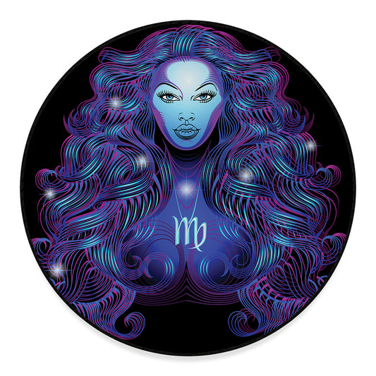 Dark Virgo Zodiac Sign Print Round Floor Mat