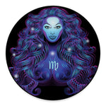 Dark Virgo Zodiac Sign Print Round Floor Mat