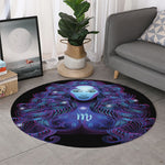 Dark Virgo Zodiac Sign Print Round Rug