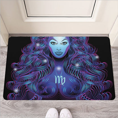 Dark Virgo Zodiac Sign Print Rubber Doormat
