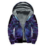 Dark Virgo Zodiac Sign Print Sherpa Lined Zip Up Hoodie