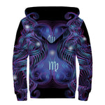 Dark Virgo Zodiac Sign Print Sherpa Lined Zip Up Hoodie