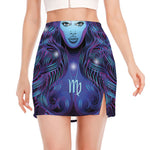 Dark Virgo Zodiac Sign Print Side Slit Mini Skirt
