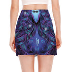 Dark Virgo Zodiac Sign Print Side Slit Mini Skirt