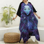 Dark Virgo Zodiac Sign Print Silk V-Neck Kaftan Dress