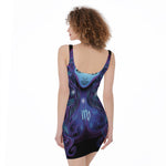 Dark Virgo Zodiac Sign Print Sleeveless Bodycon Dress