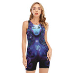 Dark Virgo Zodiac Sign Print Sleeveless One Piece Swimsuit