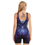 Dark Virgo Zodiac Sign Print Sleeveless One Piece Swimsuit