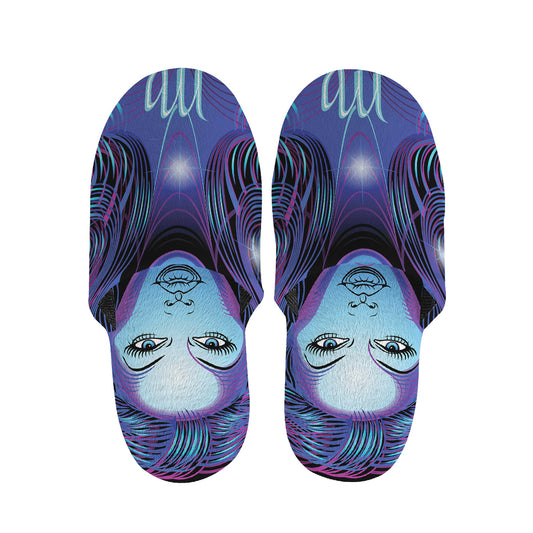 Dark Virgo Zodiac Sign Print Slippers