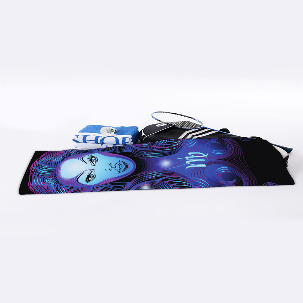 Dark Virgo Zodiac Sign Print Sports Towel