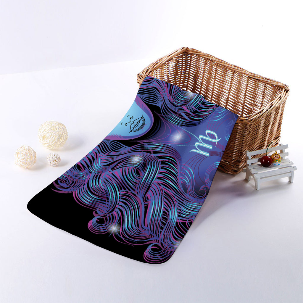 Dark Virgo Zodiac Sign Print Towel