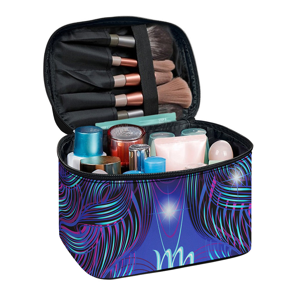 Dark Virgo Zodiac Sign Print Travel Makeup Bag