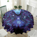 Dark Virgo Zodiac Sign Print Waterproof Round Tablecloth