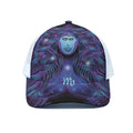 Dark Virgo Zodiac Sign Print White Mesh Trucker Hat