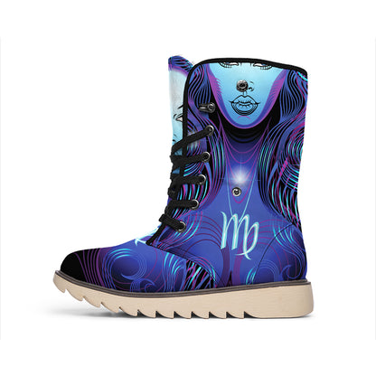 Dark Virgo Zodiac Sign Print Winter Boots