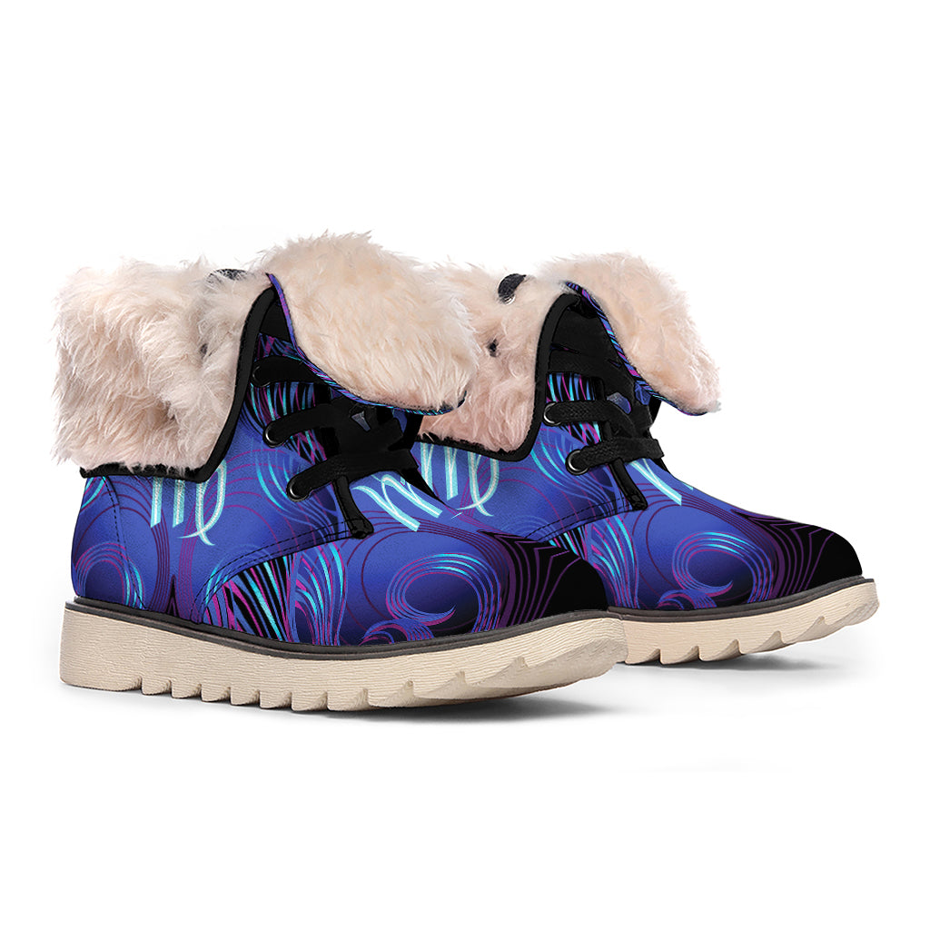 Dark Virgo Zodiac Sign Print Winter Boots