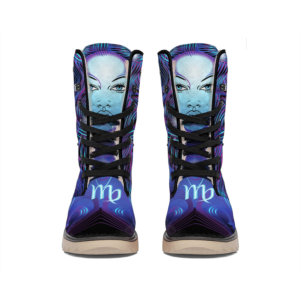 Dark Virgo Zodiac Sign Print Winter Boots