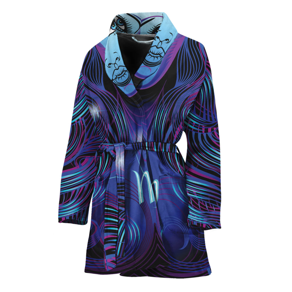 Dark Virgo Zodiac Sign Print Women's Bathrobe