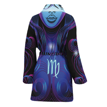 Dark Virgo Zodiac Sign Print Women's Bathrobe