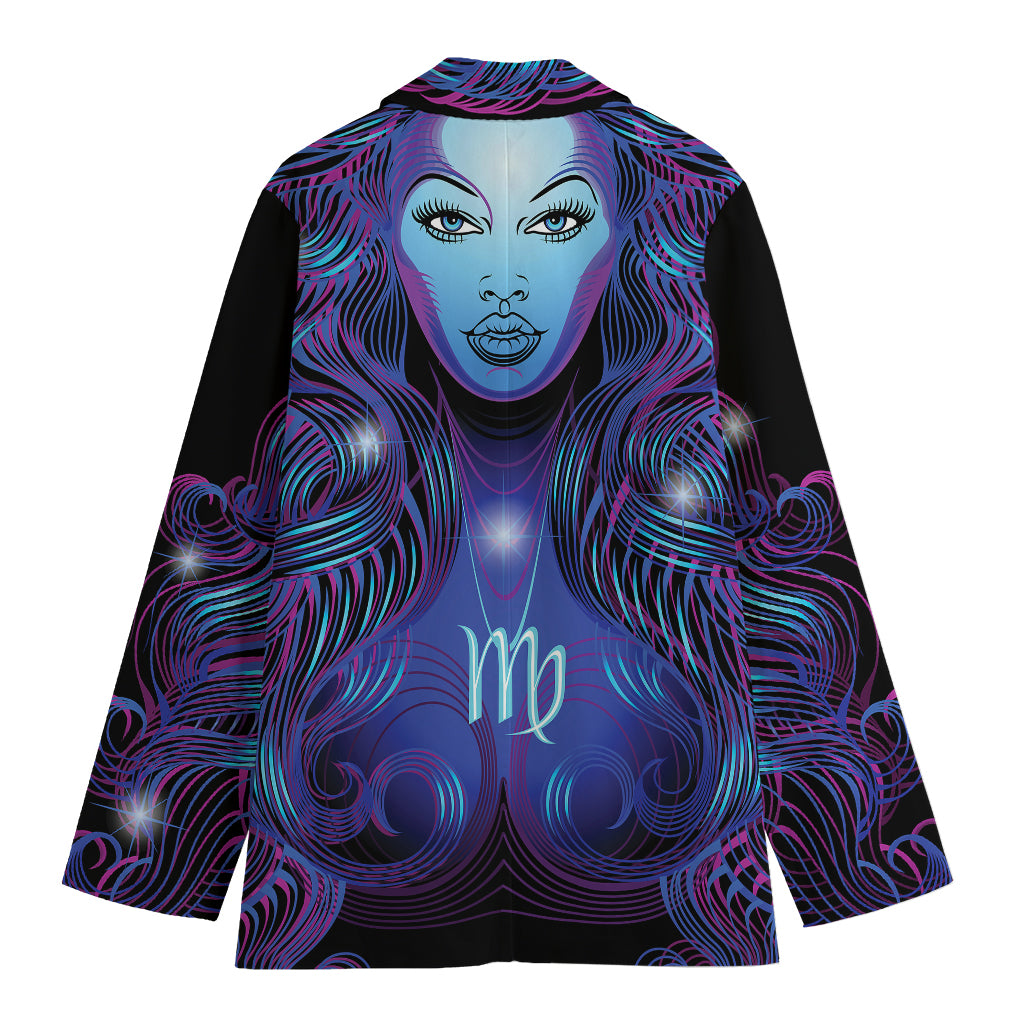 Dark Virgo Zodiac Sign Print Women's Blazer