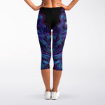 Dark Virgo Zodiac Sign Print Women's Capri Leggings