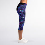 Dark Virgo Zodiac Sign Print Women's Capri Leggings