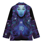 Dark Virgo Zodiac Sign Print Women's Cotton Blazer
