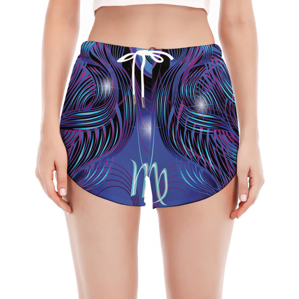 Dark Virgo Zodiac Sign Print Women's Split Running Shorts