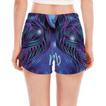 Dark Virgo Zodiac Sign Print Women's Split Running Shorts