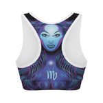 Dark Virgo Zodiac Sign Print Women's Sports Bra