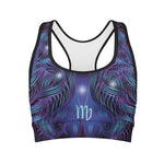 Dark Virgo Zodiac Sign Print Women's Sports Bra