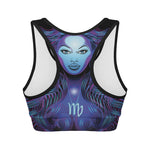 Dark Virgo Zodiac Sign Print Women's Sports Bra