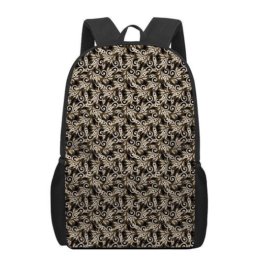 Dark Western Floral Pattern Print 17 Inch Backpack