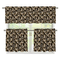 Dark Western Floral Pattern Print 3 Piece Kitchen Curtains