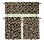 Dark Western Floral Pattern Print 3 Piece Kitchen Curtains