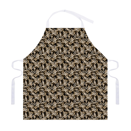 Dark Western Floral Pattern Print Adjustable Apron