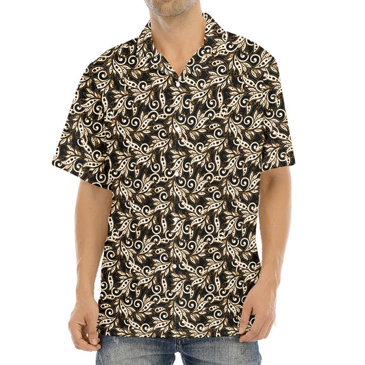 Dark Western Floral Pattern Print Aloha Shirt
