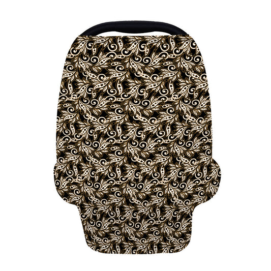 Dark Western Floral Pattern Print Baby Seat Cover