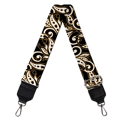 Dark Western Floral Pattern Print Bag Strap