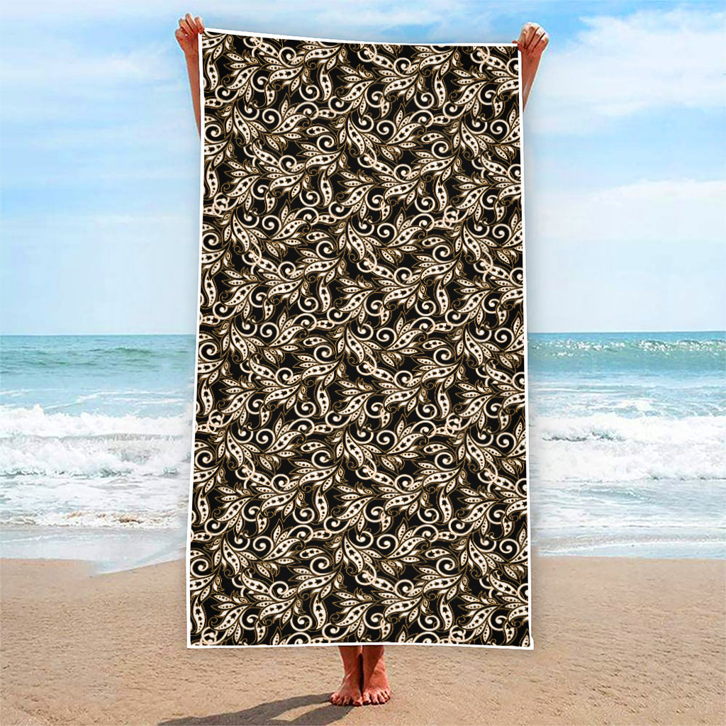Dark Western Floral Pattern Print Beach Towel