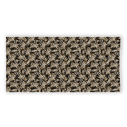 Dark Western Floral Pattern Print Beach Towel