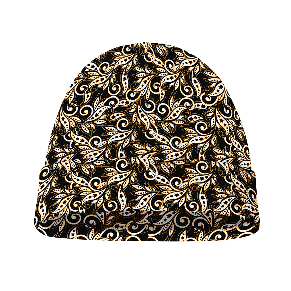 Dark Western Floral Pattern Print Beanie