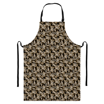 Dark Western Floral Pattern Print Bib Apron With Pocket