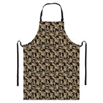 Dark Western Floral Pattern Print Bib Apron With Pocket