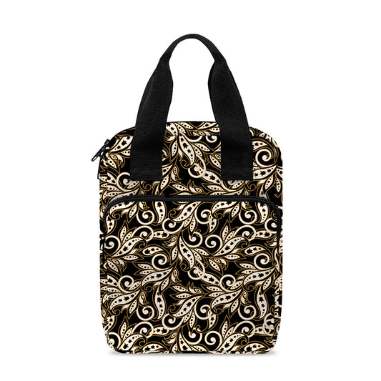 Dark Western Floral Pattern Print Bible Tote Bag