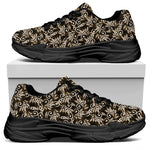 Dark Western Floral Pattern Print Black Chunky Shoes