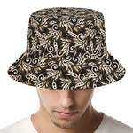Dark Western Floral Pattern Print Bucket Hat