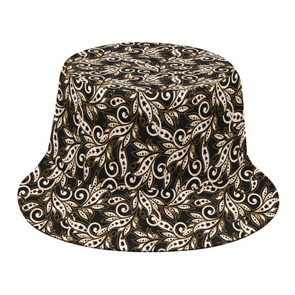 Dark Western Floral Pattern Print Bucket Hat